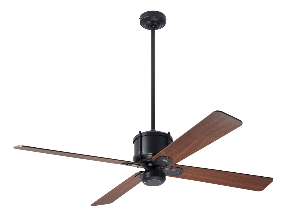 Industry DC Fan; Dark Bronze Finish; 50" Mahogany Blades; No Light; Wall Control