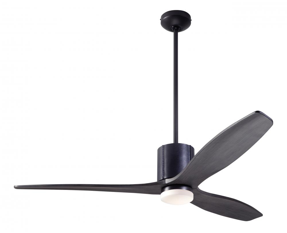 LeatherLuxe DC Fan; Dark Bronze Finish with Black Leather; 54" Ebony Blades; 17W LED; Wall Contr