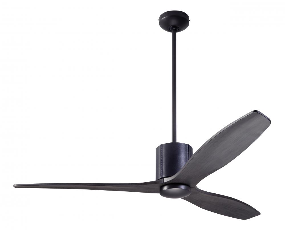 LeatherLuxe DC Fan; Dark Bronze Finish with Black Leather; 54" Ebony Blades; No Light; Wall Cont