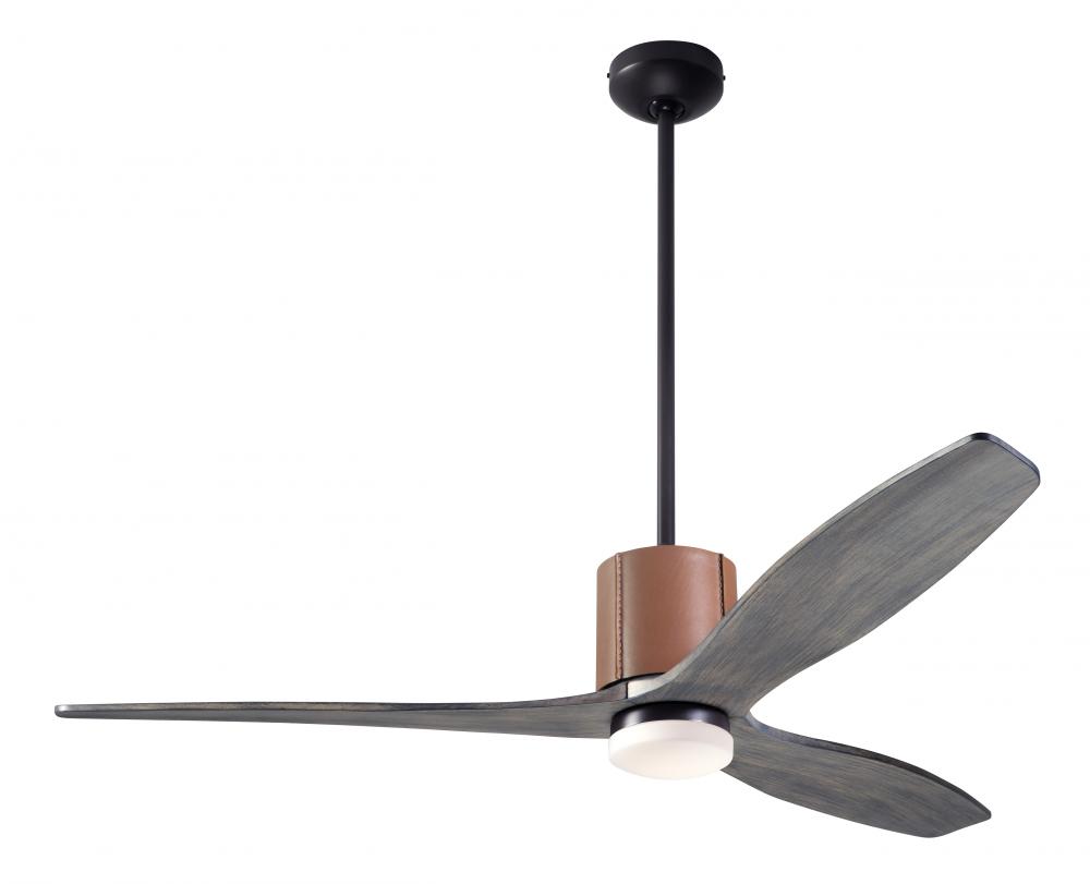 LeatherLuxe DC Fan; Dark Bronze Finish with Tan Leather; 54" Graywash Blades; 17W LED; Wall Cont