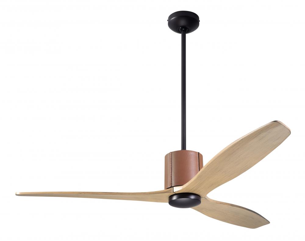 LeatherLuxe DC Fan; Dark Bronze Finish with Tan Leather; 54" Maple Blades; No Light; Remote Cont