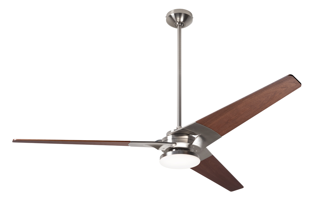 Torsion Fan; Bright Nickel Finish; 62" Mahogany Blades; 20W LED; Fan Speed and Light Control (3-