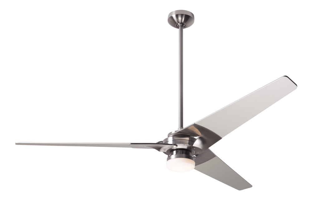 Torsion Fan; Bright Nickel Finish; 62" White Blades; 17W LED; Fan Speed and Light Control (3-wir