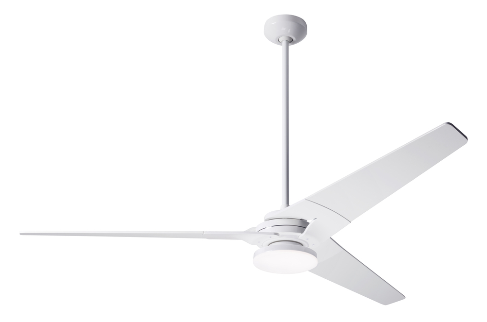 Torsion Fan; Gloss White Finish; 62" White Blades; 20W LED; Fan Speed and Light Control (2-wire)