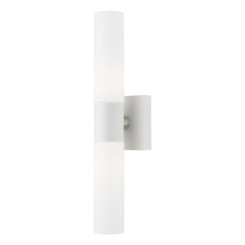 2 Light White with Brushed Nickel Accent ADA Vanity Sconce