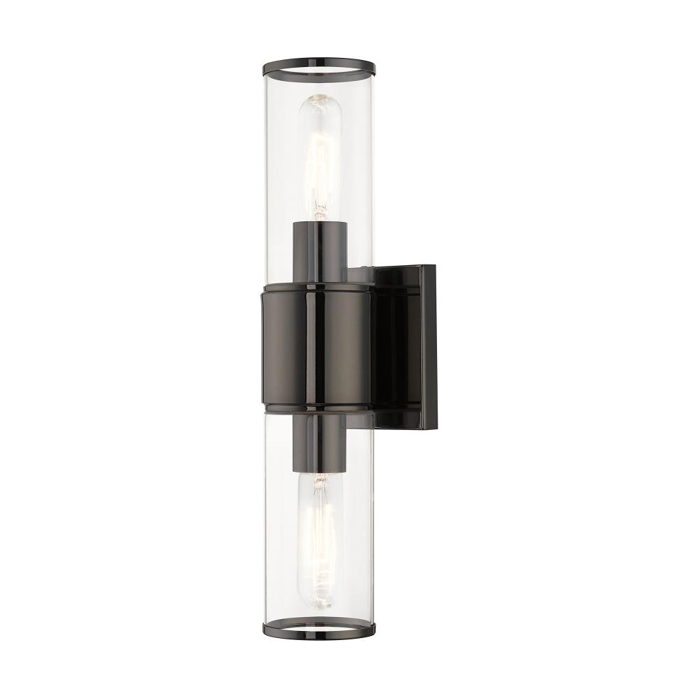 2 Light Black Chrome Vanity Sconce