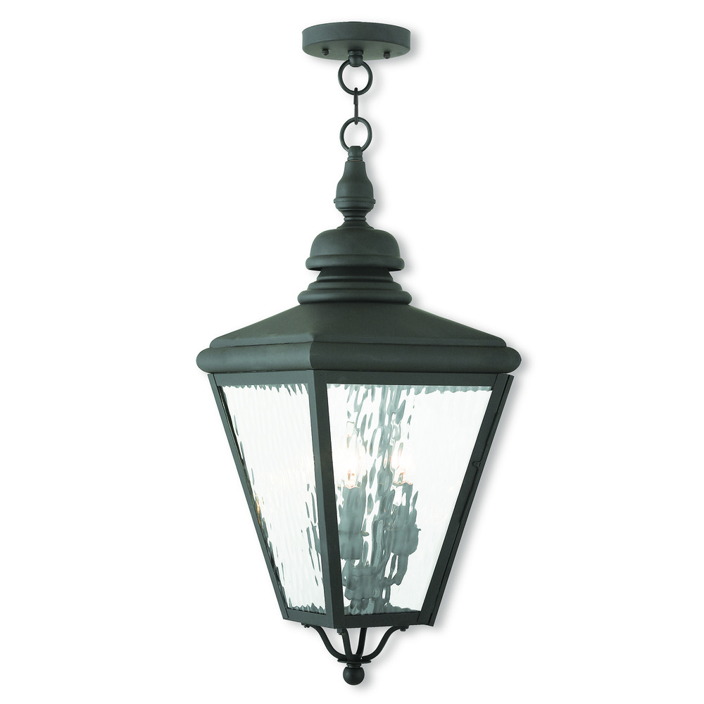 3 Light Black Outdoor Chain-Hang Lantern