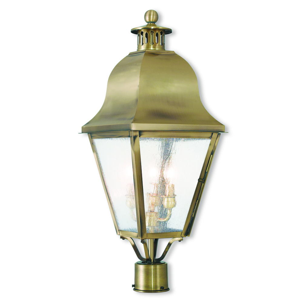 3 Light Antique Brass Post-Top Lanterm