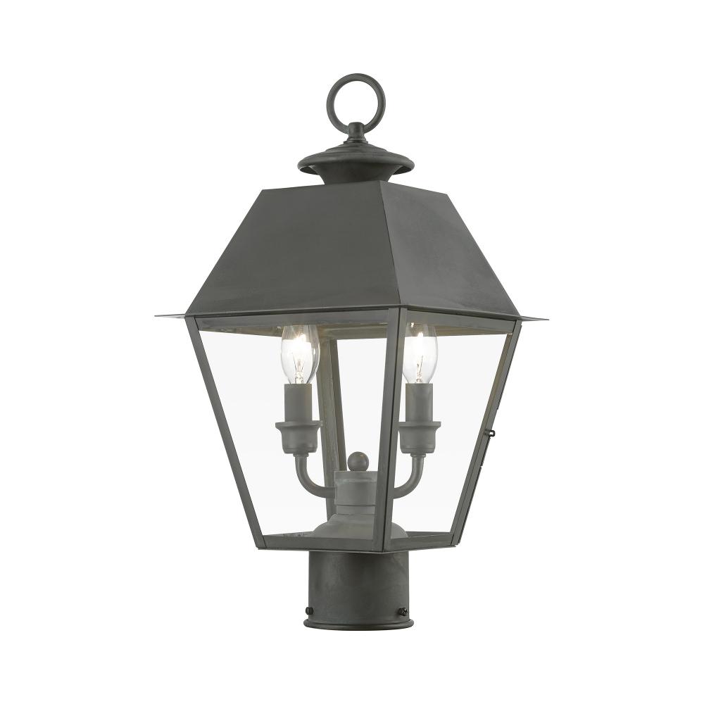 2 Light Charcoal Outdoor Medium Post Top Lantern