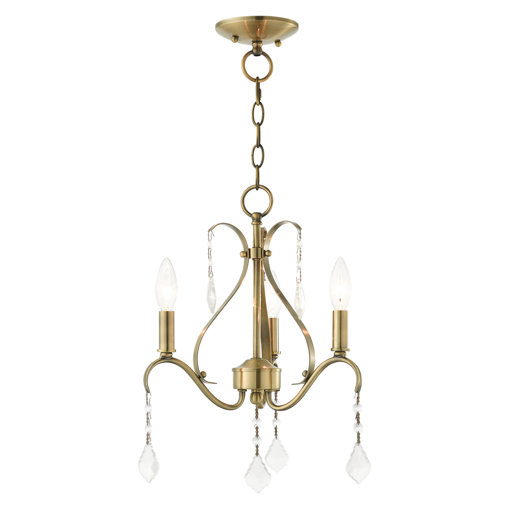 3 Lt Antique Brass Chandelier