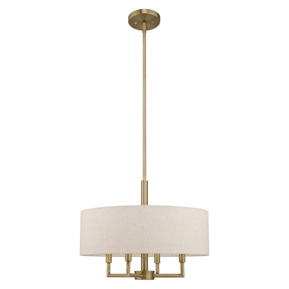 4 Lt Antique Brass Pendant Chandelier