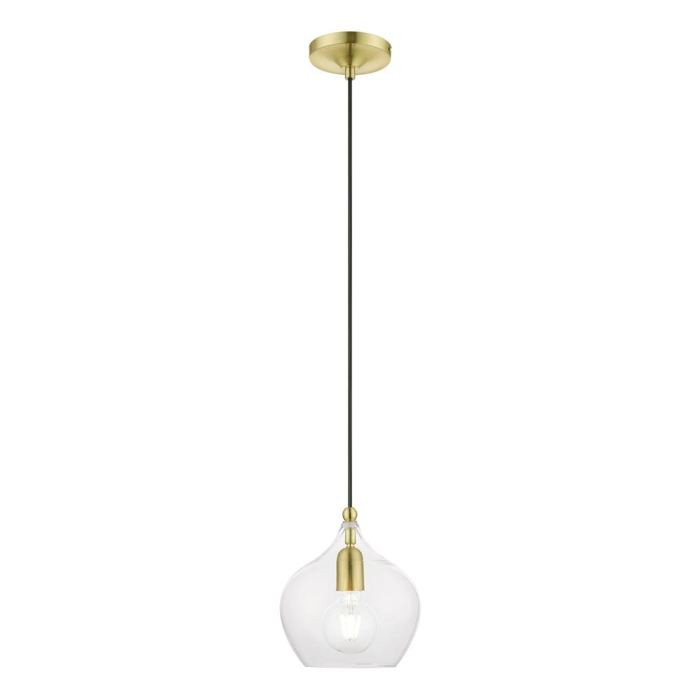 1 Light Satin Brass with Polished Brass Accent Pendant