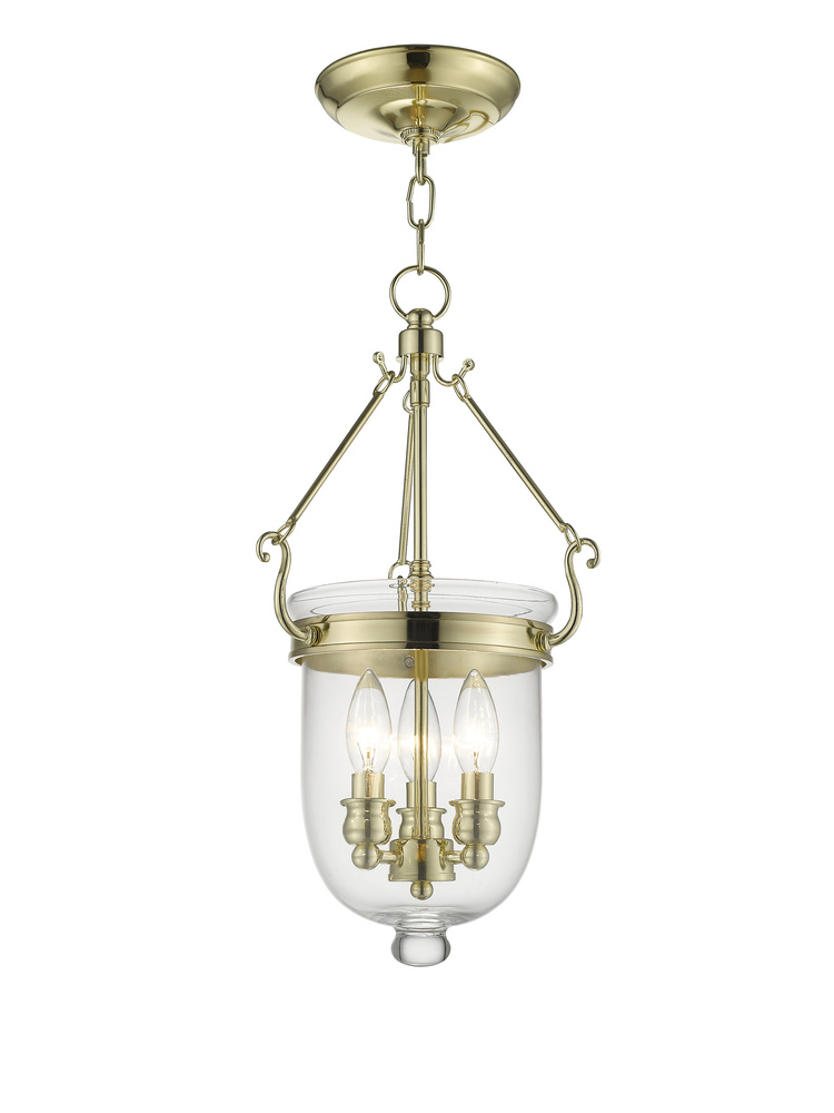 3 Light Polished Brass Chain Lantern