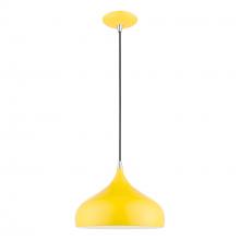 Livex Lighting 41172-82 - 1 Light Shiny Yellow with Polished Chrome Accents Pendant