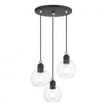 Livex Lighting 48973-04 - 3 Light Black with Brushed Nickel Accents Sphere Multi Pendant
