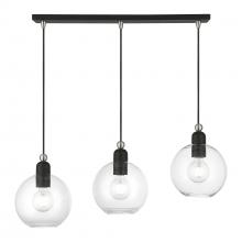 Livex Lighting 48974-04 - 3 Light Black with Brushed Nickel Accents Sphere Linear Chandelier