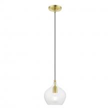 Livex Lighting 49088-12 - 1 Light Satin Brass with Polished Brass Accent Pendant