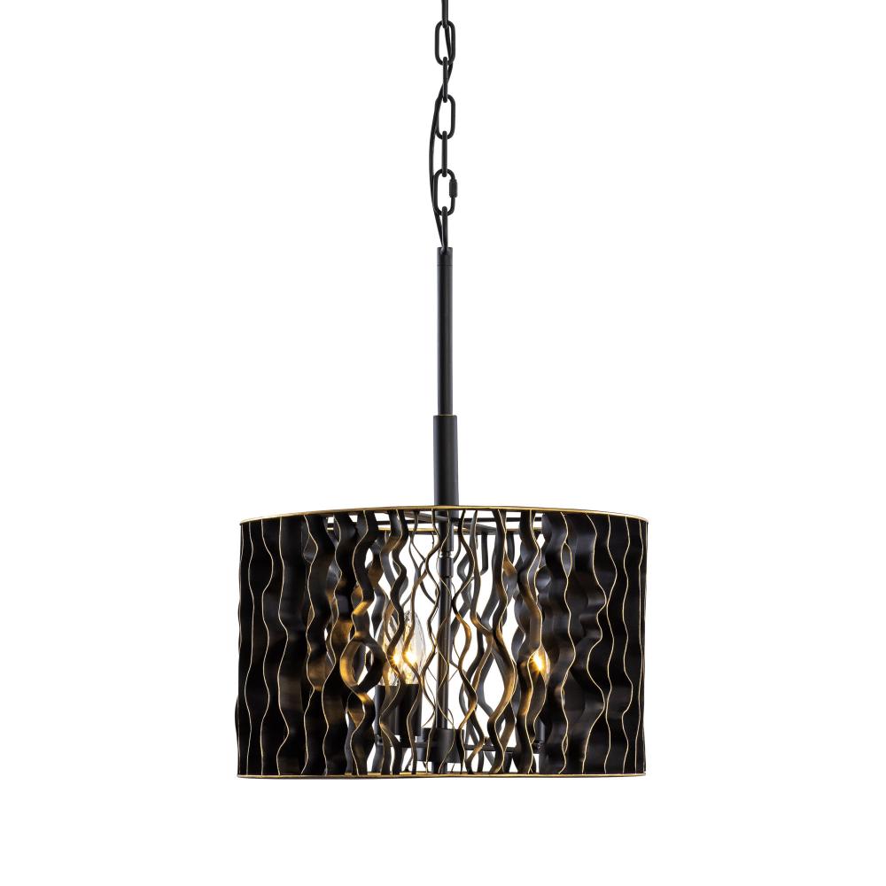 Estela 3-Lt Convertible Pendant/Semi-Flush - Matte Black/French Gold