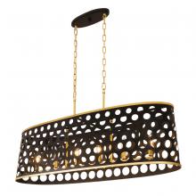 Varaluz 346N06MBFG - Bailey 6-Lt Linear Pendant - Matte Black/French Gold