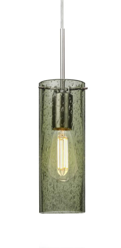 Besa, Juni 10 Cord Pendant, Moss Bubble, Satin Nickel, 1x4W LED Filament