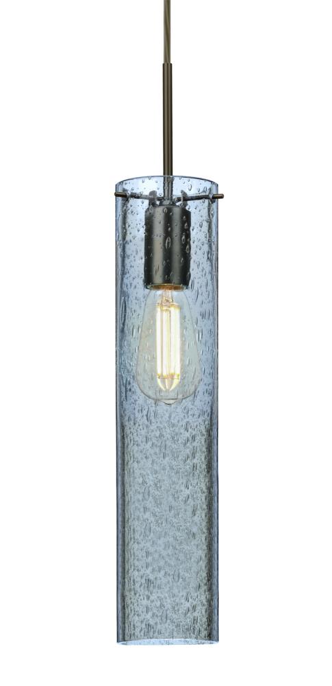 Besa, Juni 16 Cord Pendant, Blue Bubble, Bronze, 1x4W LED Filament