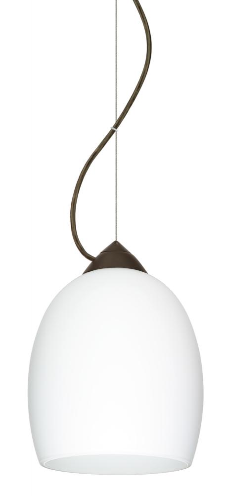 Besa Lucia LED Stem Pendant Opal Matte Bronze 1x9W LED