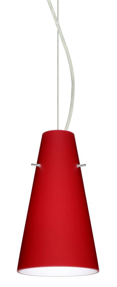 Besa Cierro Cable Pendant Ruby Matte Satin Nickel 1x100W Medium Base