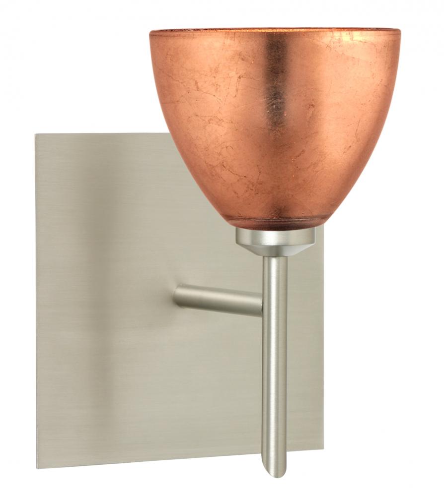 Besa Divi Wall With SQ Canopy 1SW Copper Foil Satin Nickel 1x5W LED