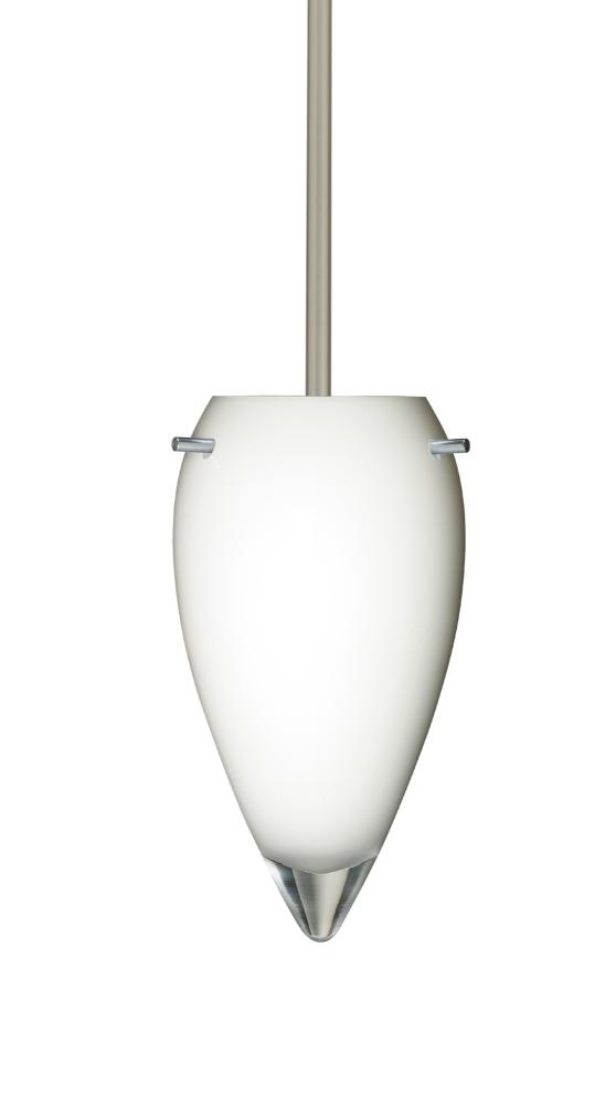 Besa Juli Stem Pendant Satin Nickel Opal Glossy 1x100W Medium Base