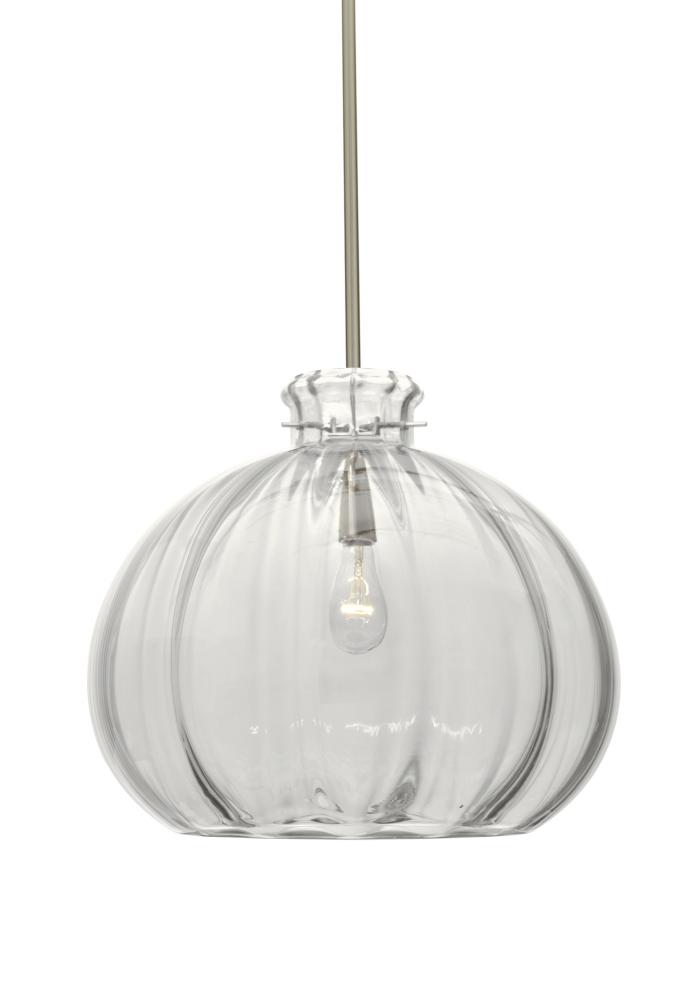 Besa Stem Pendant Pinta 12 Clear Satin Nickel 1x100W Medium Base