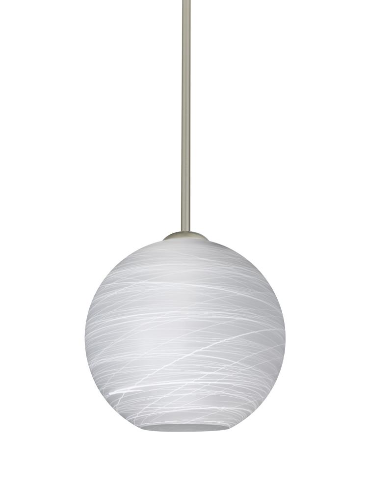 Besa Coco 8 Stem Pendant, Cocoon, Satin Nickel Finish, 1x9W LED