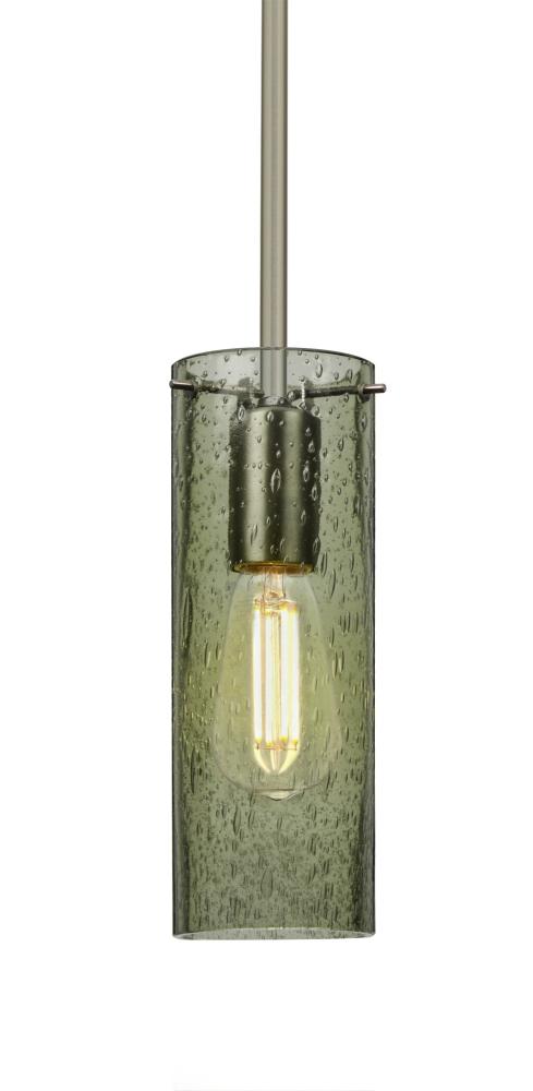 Besa, Juni 10 Stem Pendant, Moss Bubble, Satin Nickel, 1x4W LED Filament