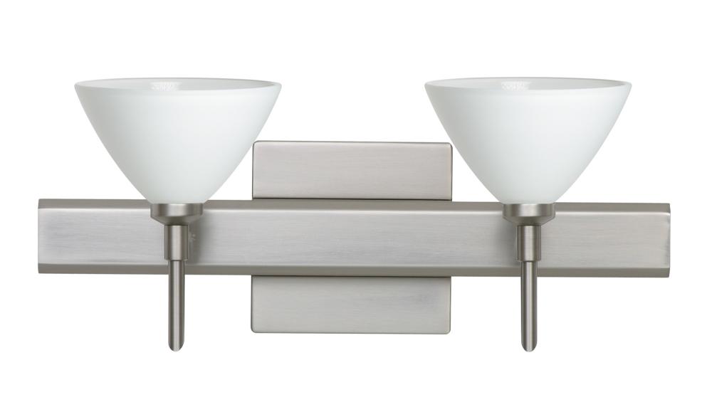 Besa Wall With SQ Canopy Domi Satin Nickel White 2x5W LED