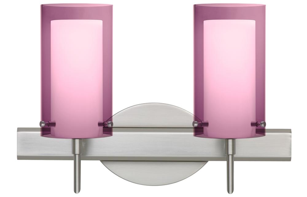 Besa Pahu 4 Wall 2SW Transparent Amethyst/Opal Satin Nickel 2x5W LED