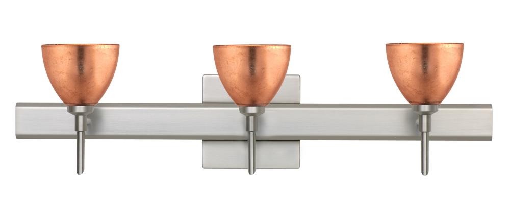 Besa Divi Wall With SQ Canopy 3SW Copper Foil Satin Nickel 3x40W G9