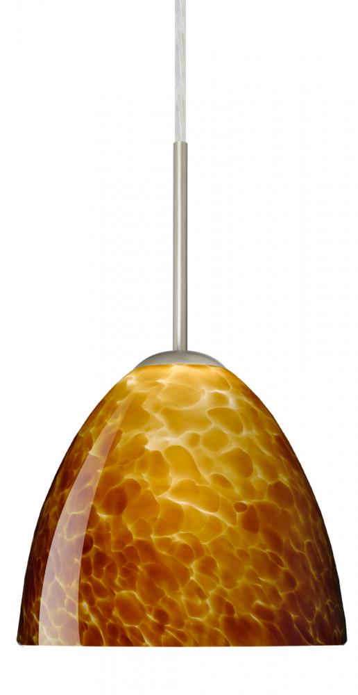 Besa Sasha LED Pendant For Multiport Canopy B Amber Cloud Satin Nickel 1x9W LED