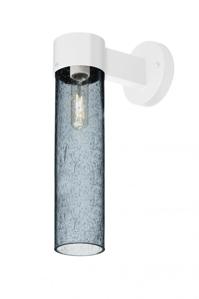 Besa, Juni 16 Outdoor Sconce, Blue Bubble, White Finish, 1x60W Medium Base