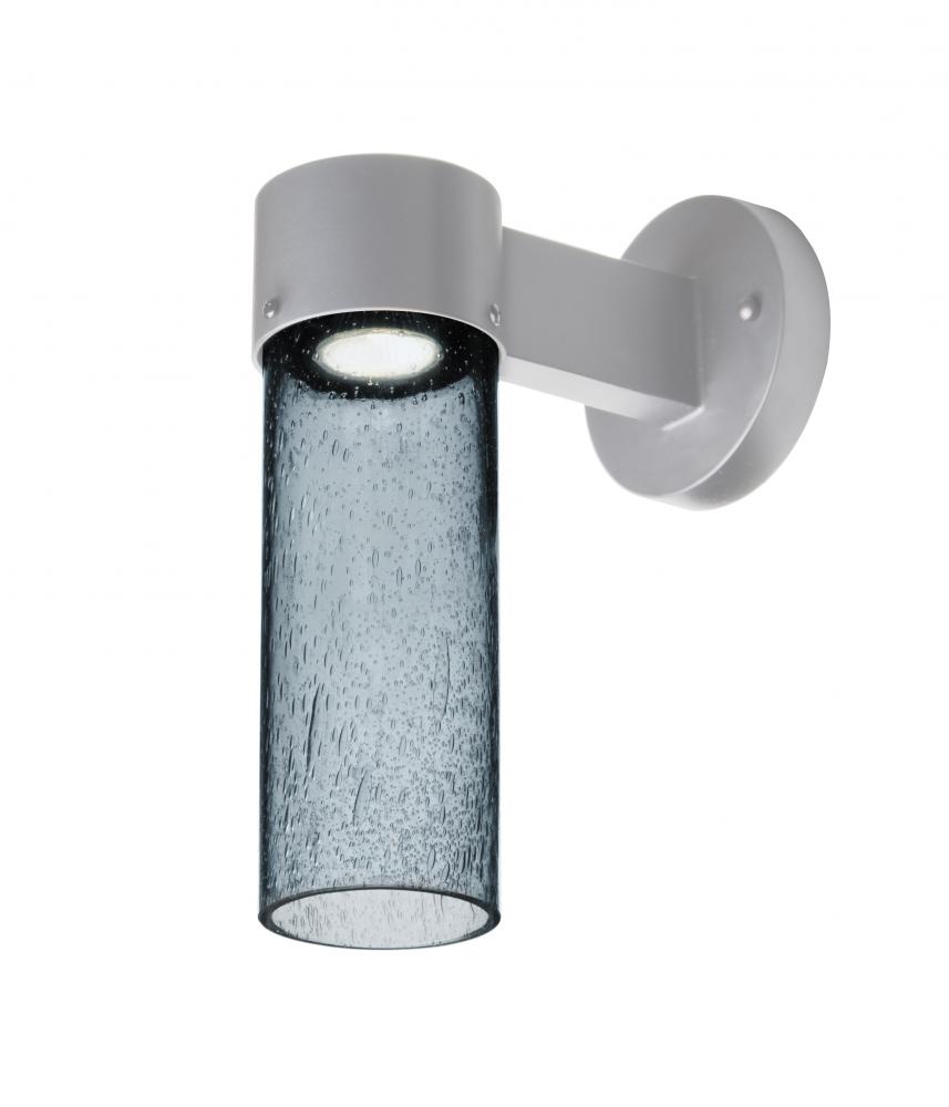 Besa, Juni 10 Outdoor Sconce, Blue Bubble, Silver Finish, 1x4W LED