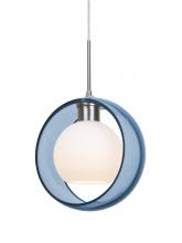 Besa Lighting 1JC-MANABL-LED-SN - Besa Mana Pendant, Blue/Opal, Satin Nickel Finish, 1x9W LED