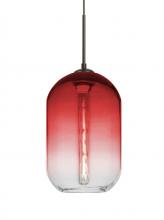 Besa Lighting 1JC-OMEGA12RD-EDIL-BR - Besa, Omega 12 Cord Pendant, Red/Clear, Bronze Finish, 1x4W LED Filament