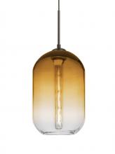 Besa Lighting 1JT-OMEGA12AM-EDIL-BR - Besa, Omega 12 Cord Pendant, Amber/Clear, Bronze Finish, 1x4W LED Filament LED Filame