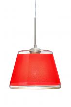 Besa Lighting 1JT-PIC9RD-SN - Besa Pendant Pica 9 Satin Nickel Red Sand 1x75W Medium Base