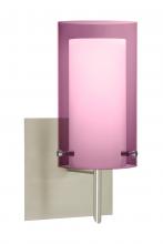 Besa Lighting 1SW-A44007-LED-SN-SQ - Besa Pahu 4 Wall With SQ Canopy 1SW Transparent Amethyst/Opal Satin Nickel 1x5W LED