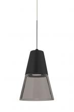 Besa Lighting 1XC-TIMO6BS-LED-SN - Besa, Timo 6 Cord Pendant,Smoke/Black, Satin Nickel Finish, 1x9W LED