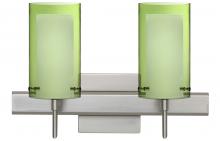 Besa Lighting 2SW-L44007-LED-SN-SQ - Besa Pahu 4 Wall With SQ Canopy 2SW Transparent Olive/Opal Satin Nickel 2x5W LED