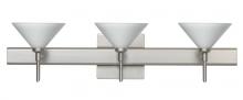 Besa Lighting 3SW-117607-LED-SN-SQ - Besa Wall With SQ Canopy Kona Satin Nickel White 3x5W LED