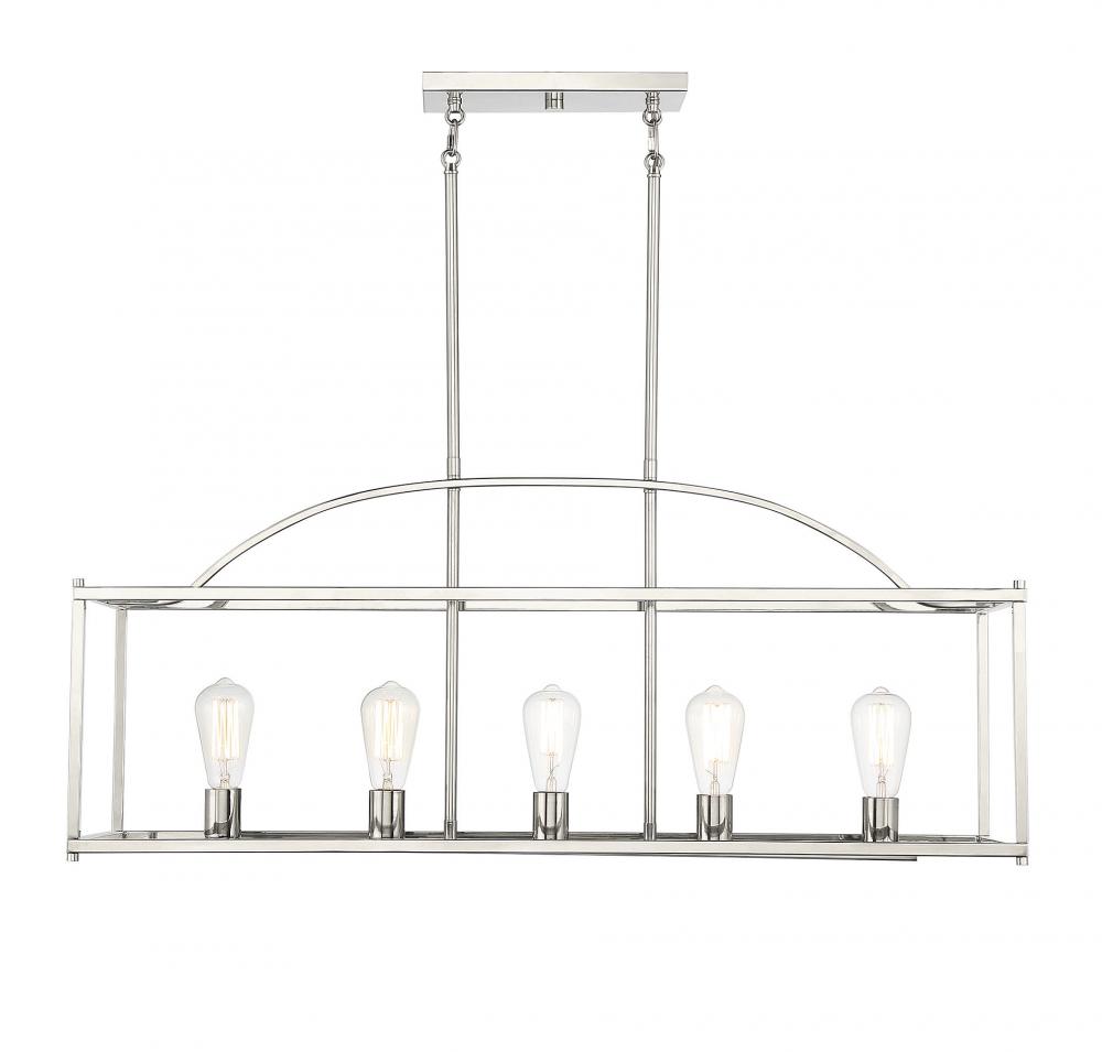 Palladian 5-Light Linear Chandelier in Polished Nickel