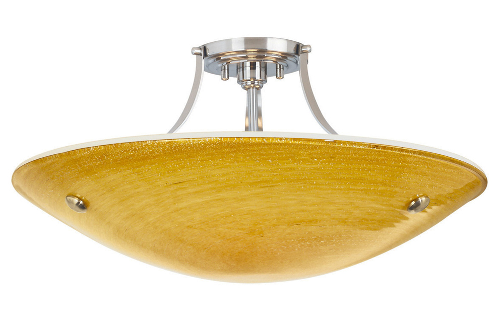 Ceiling Neptune Grande Amber Satin Nickel E26 Incandescent 3x60W