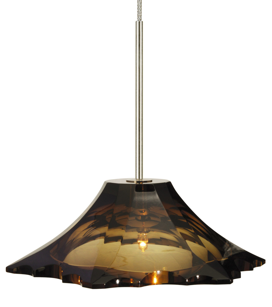 Pendant Peak Crystal Cognac Satin Nickel G4 Xenon 20W Monopoint Canopy