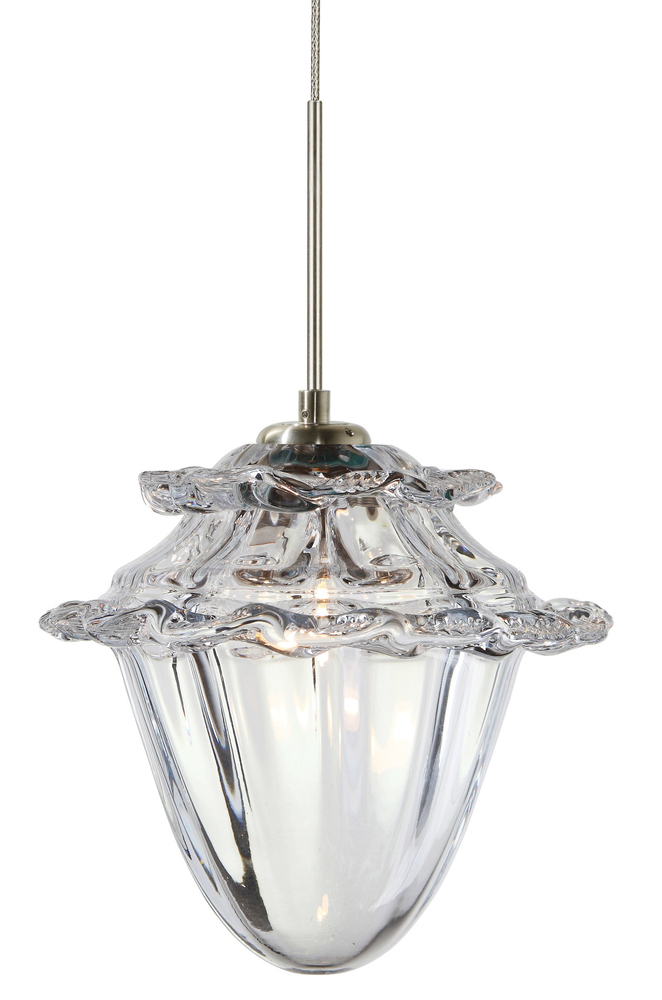 Pendant Acorn Clear Satin Nickel GY6.35 Xenon 35W Monopoint Canopy